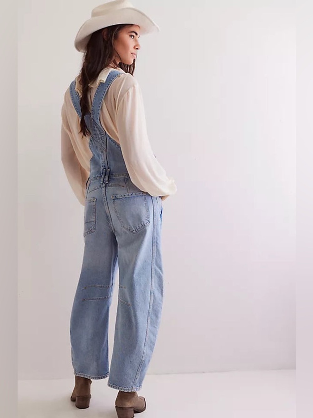 NWOT FREE PEOPLE WE THE FREE Good Luck Barrel Overalls | Going Steady MSRP $148 - Picture 3 of 13